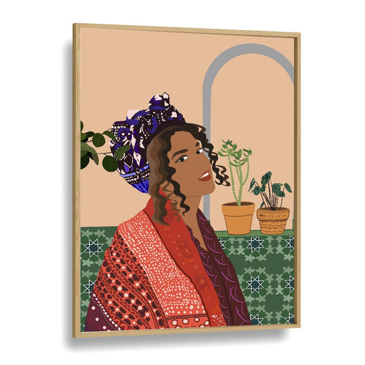 Molamba II by Emel Tunaboylu Women Illustrations paintings in Oak Wood Plain Frame