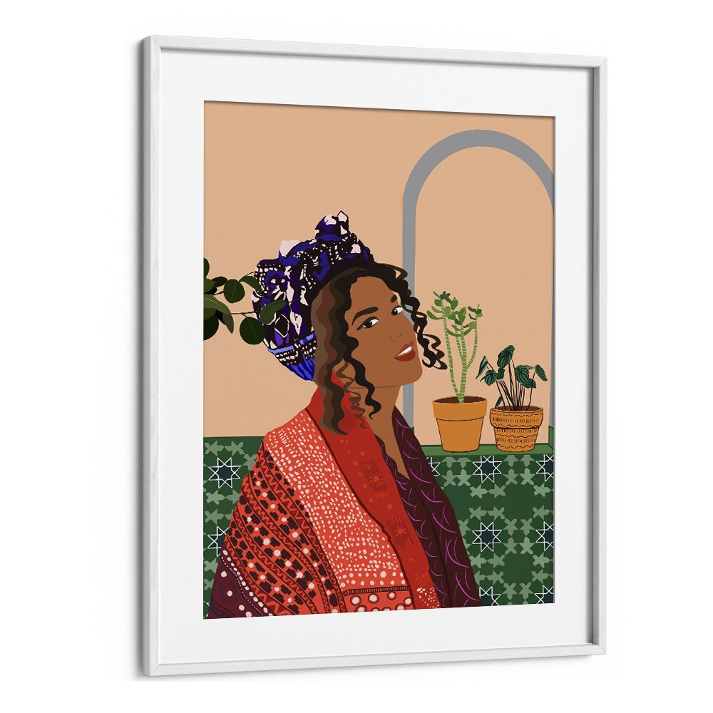 Molamba II by Emel Tunaboylu Women Illustrations paintings in White Frame With Mount