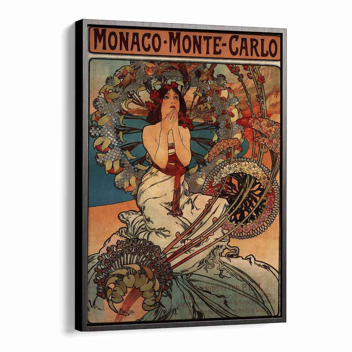 Monaco Monte Carlo  Vintage Travel Posters in Black Floater Frame