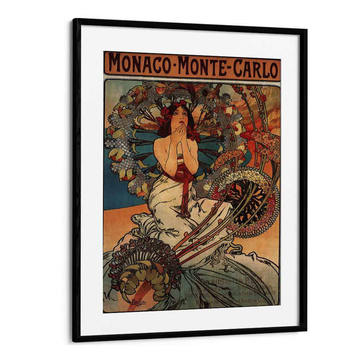 Monaco Monte Carlo  Vintage Travel Posters in Black Frame With Mount