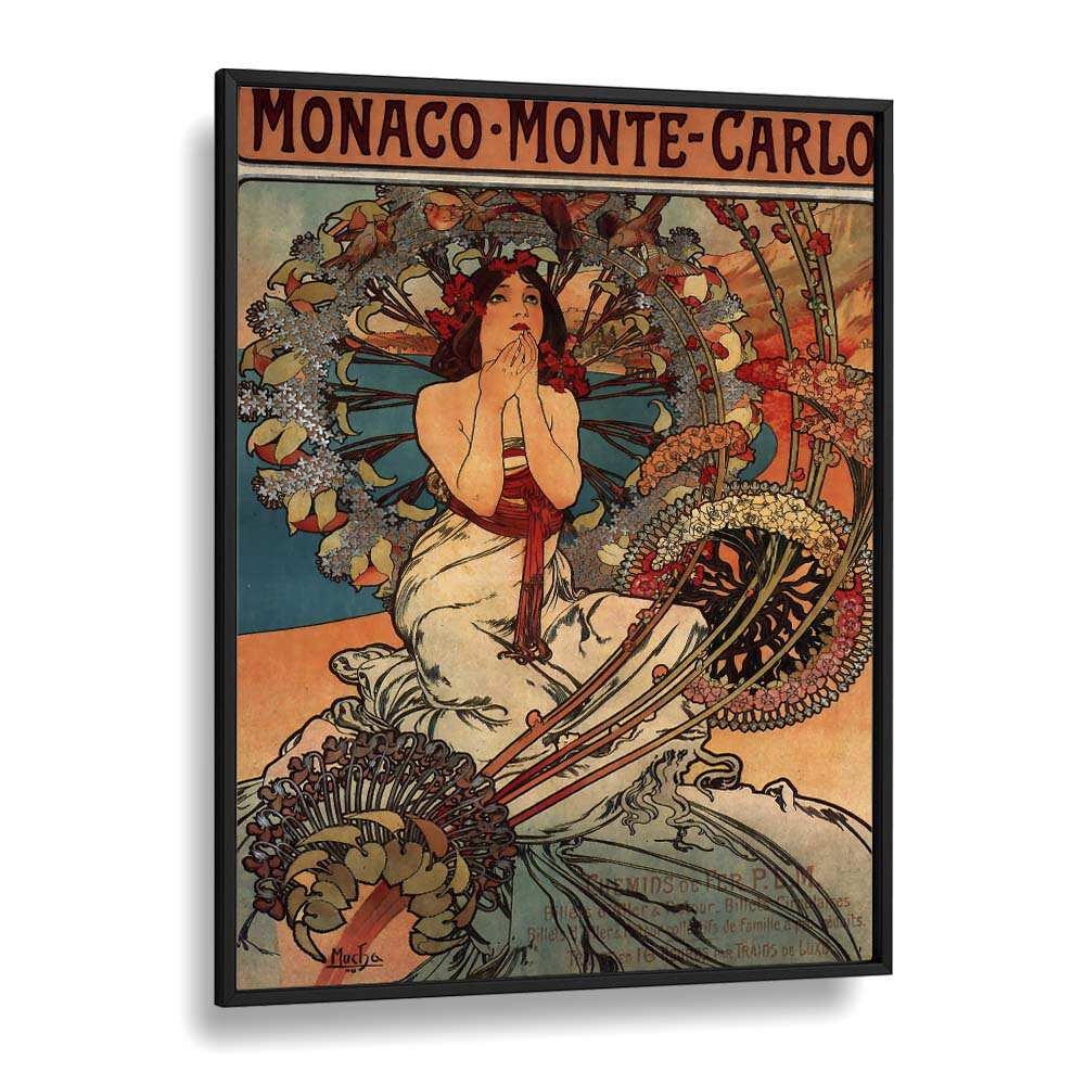 Monaco Monte Carlo  Vintage Travel Posters in Black Plain Frame