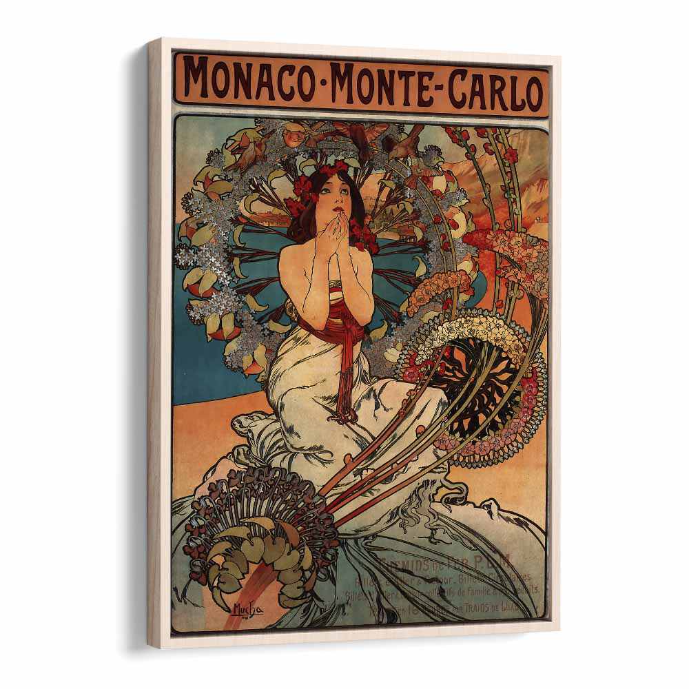 Monaco Monte Carlo  Vintage Travel Posters in Oak Wood Floater Frame