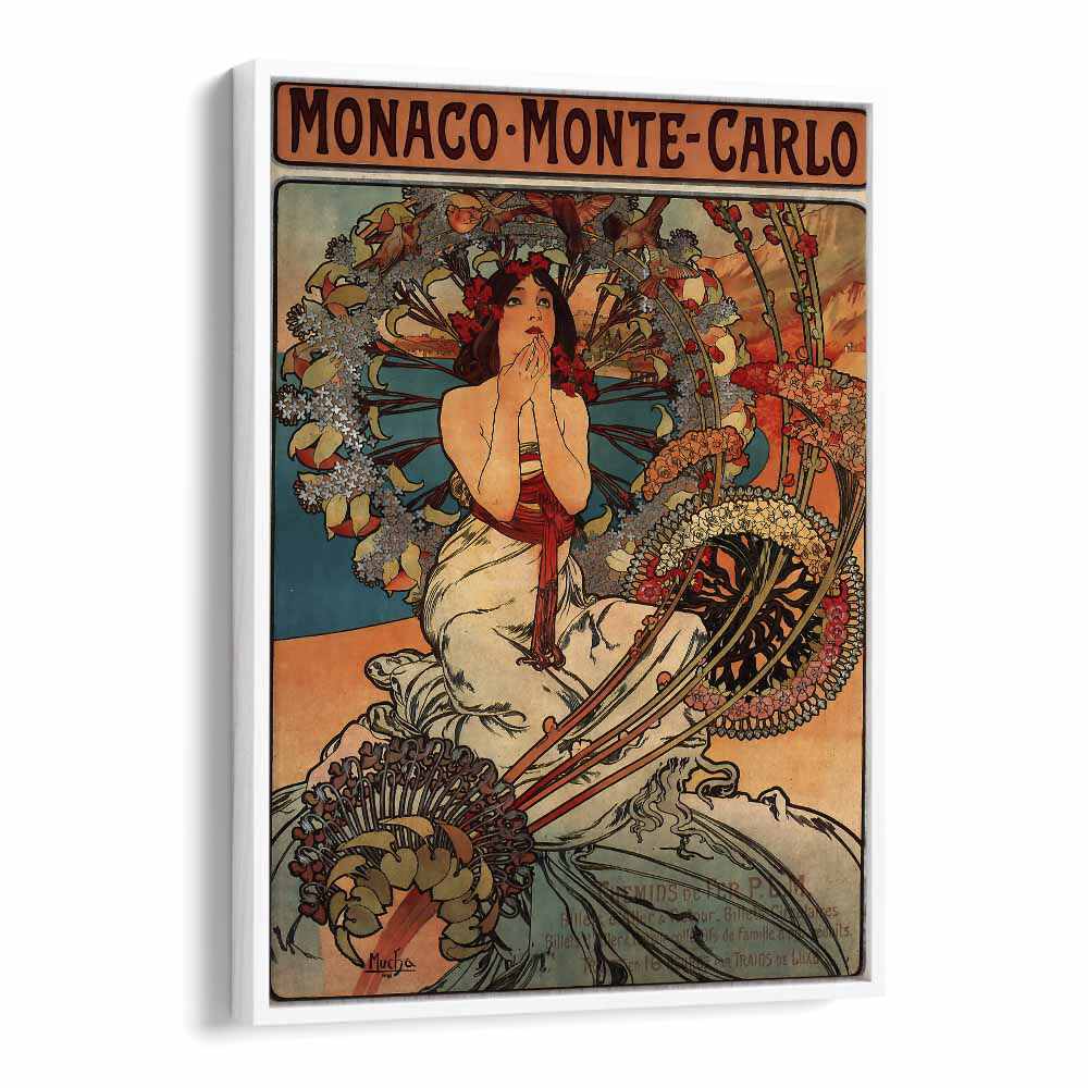 Monaco Monte Carlo  Vintage Travel Posters in White Floater Frame