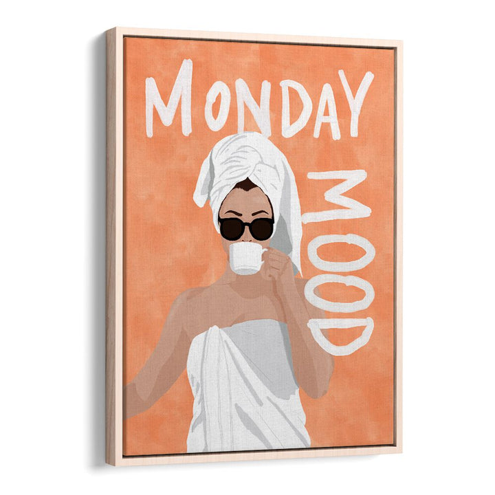 Monday Mood Portraits And Figurative Illustrations in Oak Wood Floater Frame