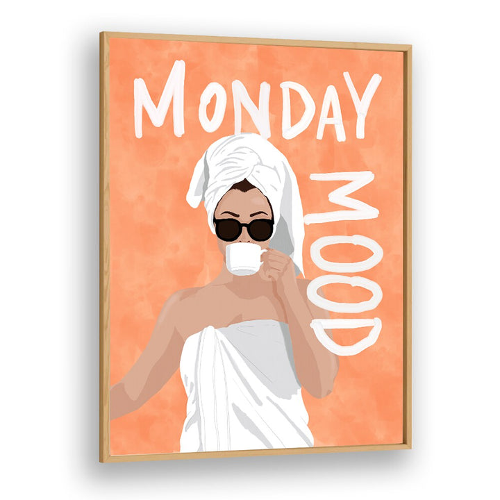 Monday Mood Portraits And Figurative Illustrations in Oak Wood Plain Frame