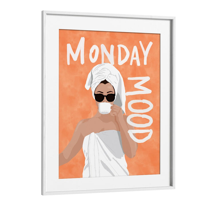 Monday Mood Portraits And Figurative Illustrations in White Frame With Mount