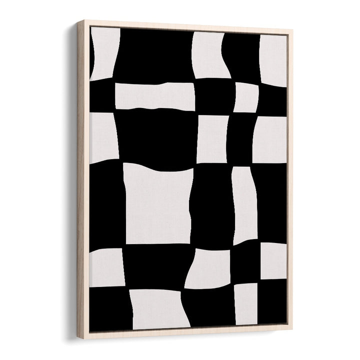 Monochrome Harmony Abstract Paintings Abstract Art Prints in Oak Wood Floater Frame