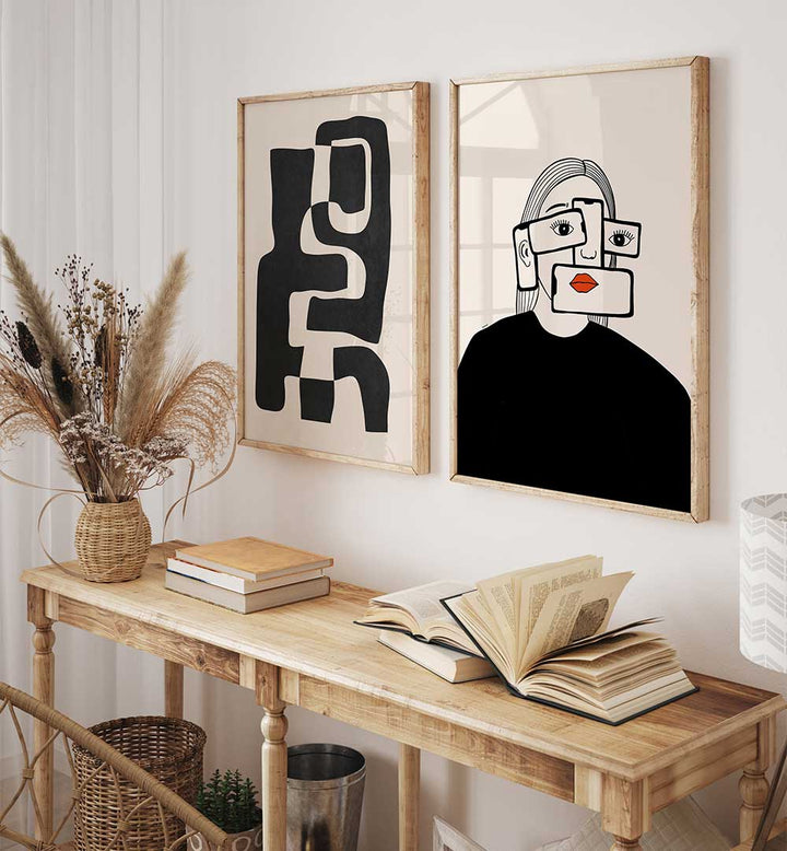 MONOCHROME MINDS SET , SET OF 2 PAINTINGS