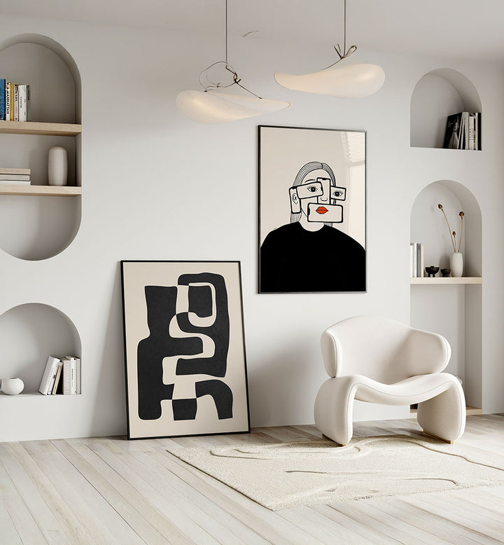 MONOCHROME MINDS SET , SET OF 2 PAINTINGS