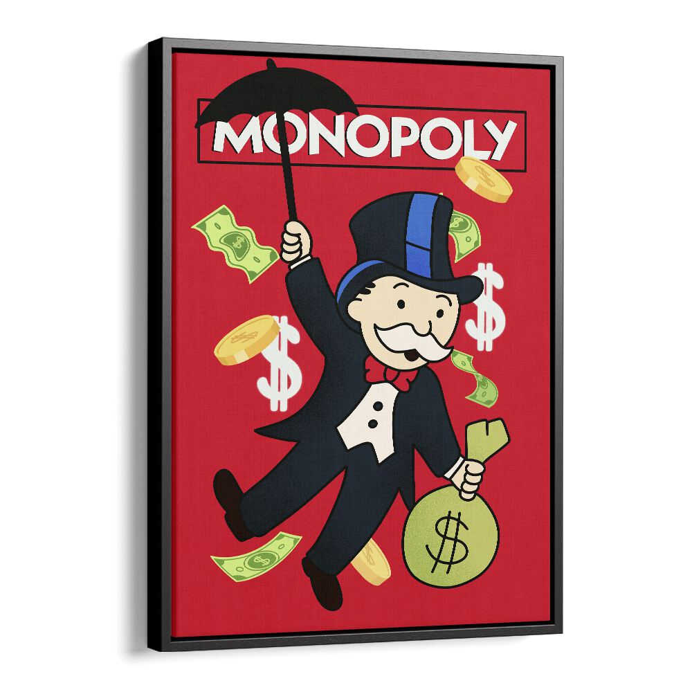 Monopoly Illustration Comic Wall Art Comic Posters in Black Floater Frame