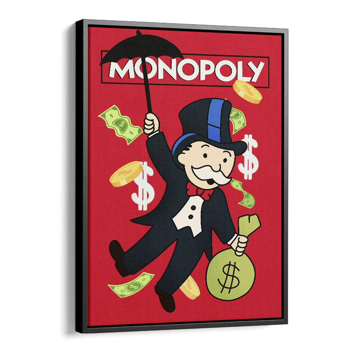 Monopoly Illustration Comic Wall Art Comic Posters in Black Floater Frame