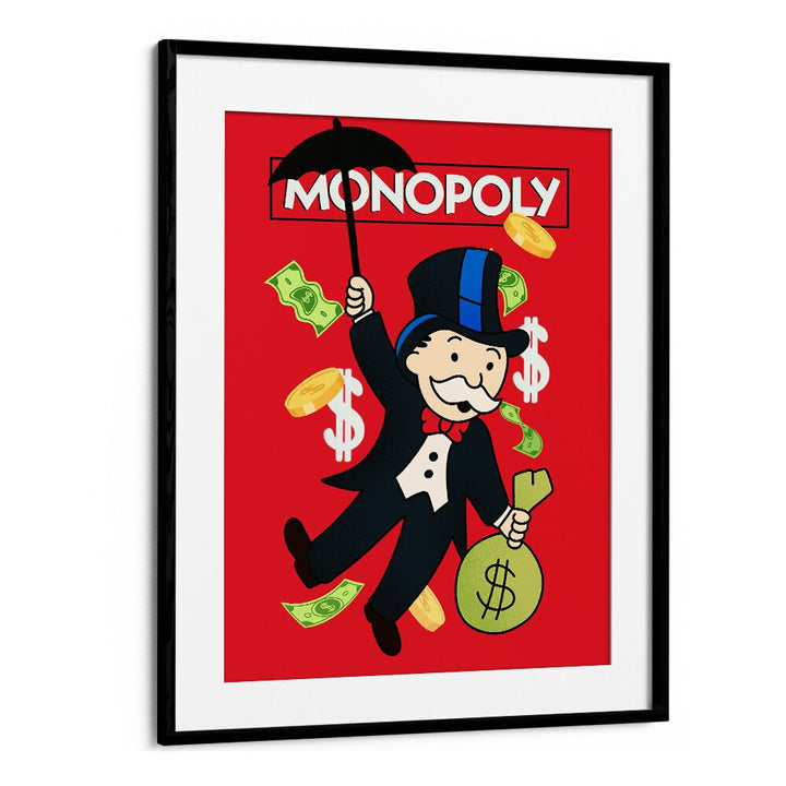 Monopoly Illustration Comic Wall Art Comic Posters in Black Frame With Mount