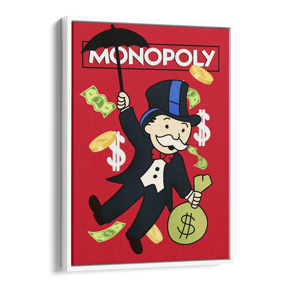 Monopoly Illustration Comic Wall Art Comic Posters in White Floater Frame