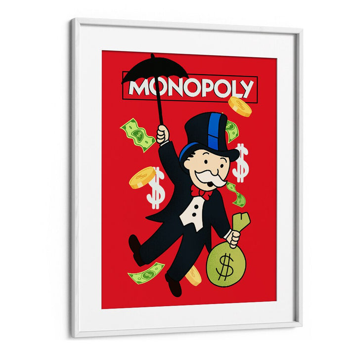 Monopoly Illustration Comic Wall Art Comic Posters in White Frame With Mount