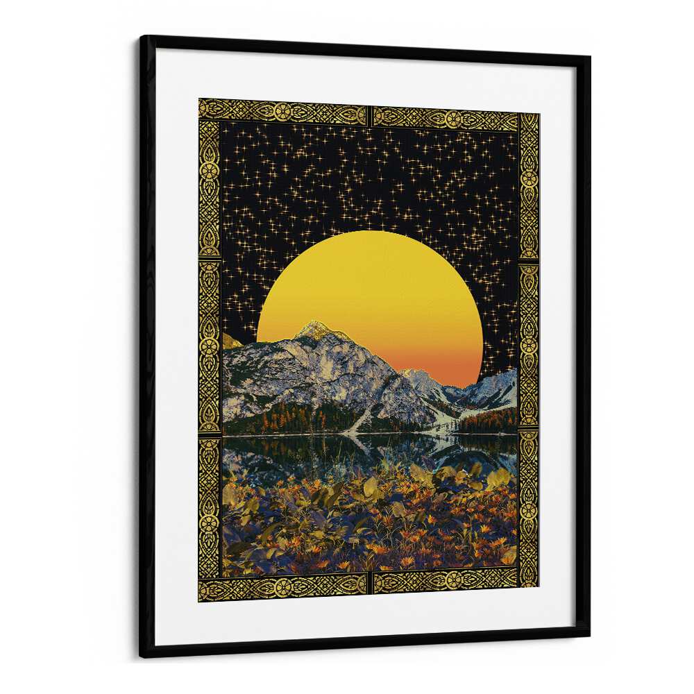 Moon And Stars By Cosmo Zach Surreal Art Prints Surrealism in Black Frame With Mount