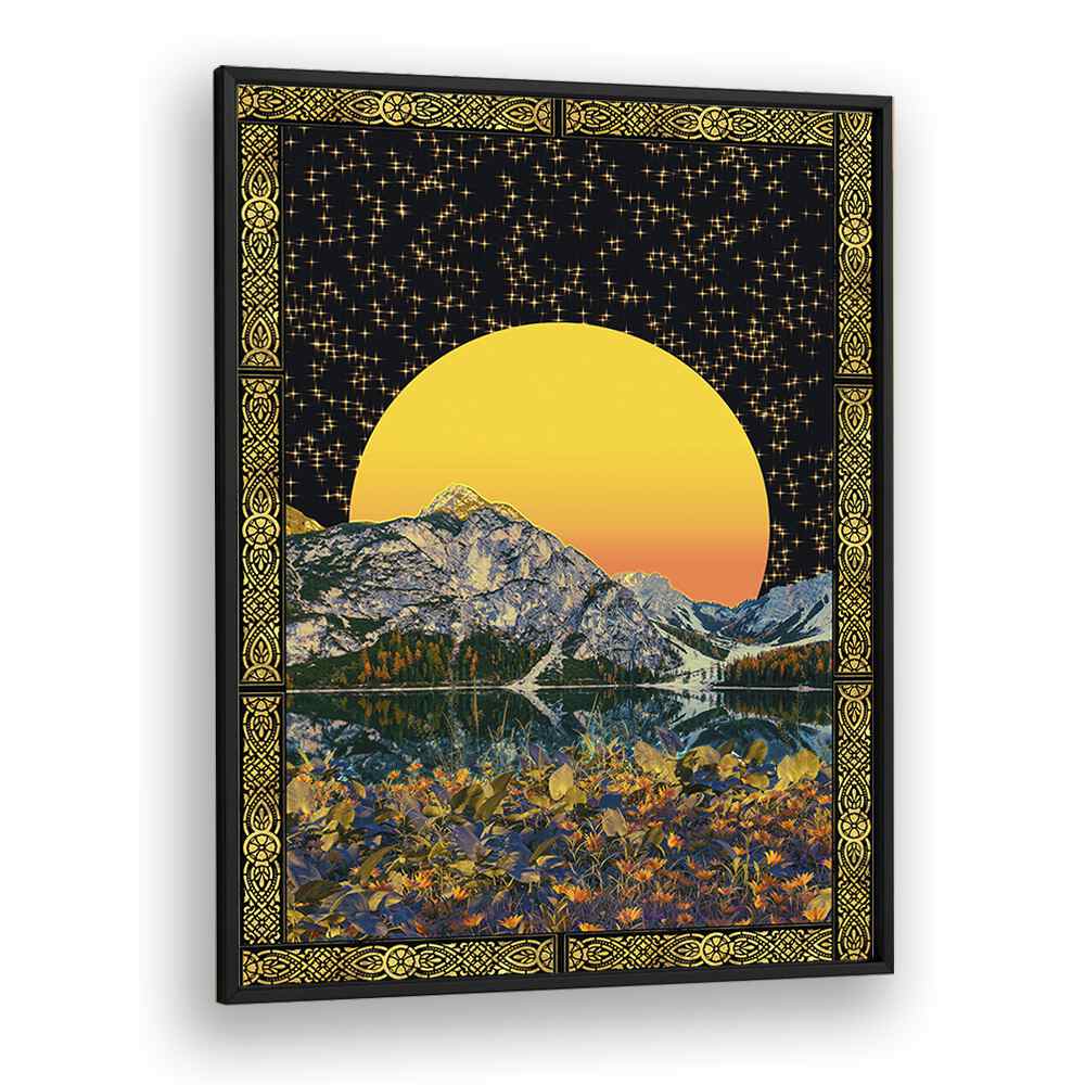 Moon And Stars By Cosmo Zach Surreal Art Prints Surrealism in Black Plain Frame