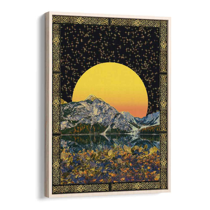 Moon And Stars By Cosmo Zach Surreal Art Prints Surrealism in Oak Wood Floater Frame