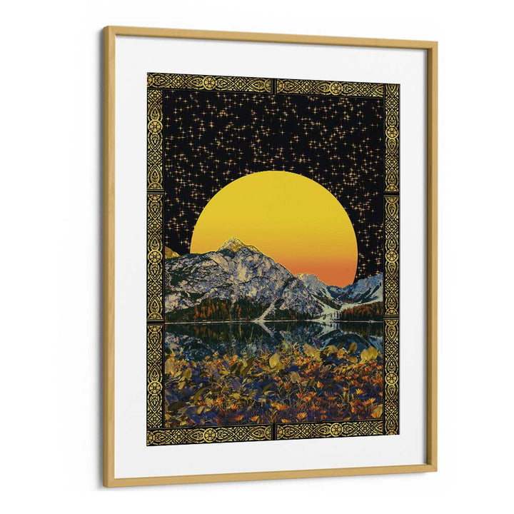 Moon And Stars By Cosmo Zach Surreal Art Prints Surrealism in Oak Wood Frame With Mount