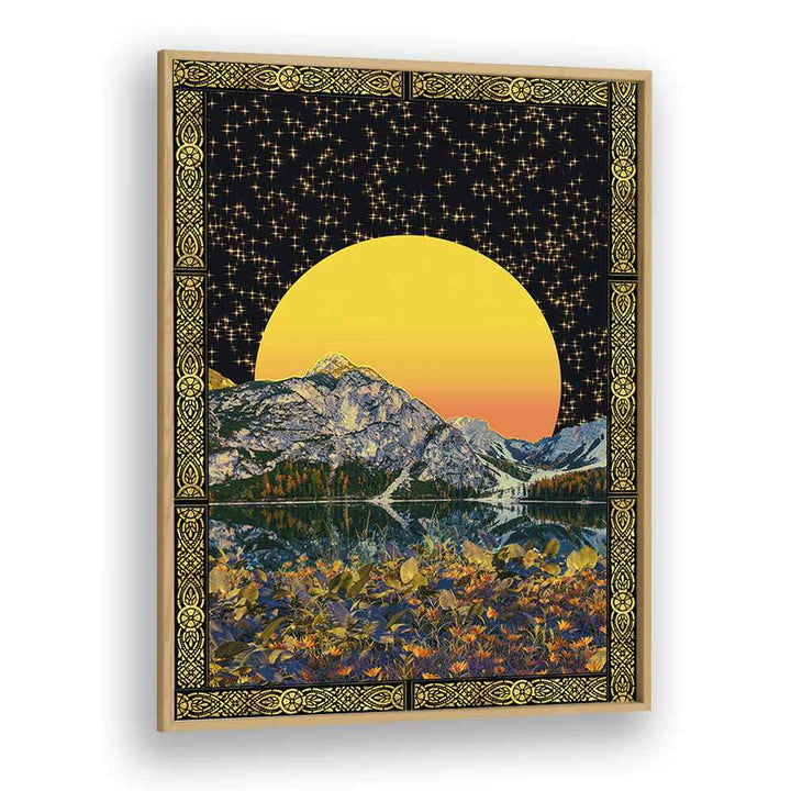 Moon And Stars By Cosmo Zach Surreal Art Prints Surrealism in Oak Wood Plain Frame