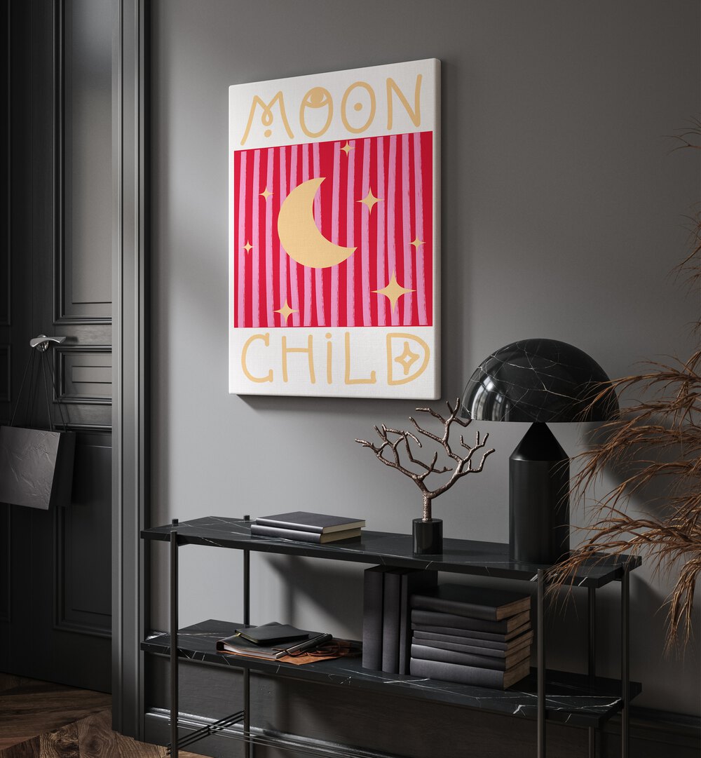Whimsical MOON CHILD, KIDS ROOM PAINTINGS by Grace Digital Art Co. brighten up any child's space with charm.