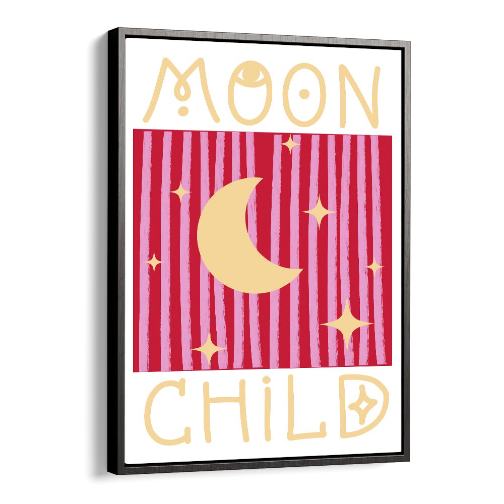 Moon Child By Grace Digital Art Co Kids Paintings in Black Floater Frame