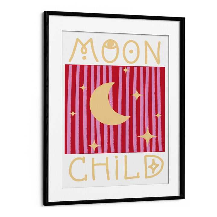 Moon Child By Grace Digital Art Co Kids Paintings in Black Frame With Mount