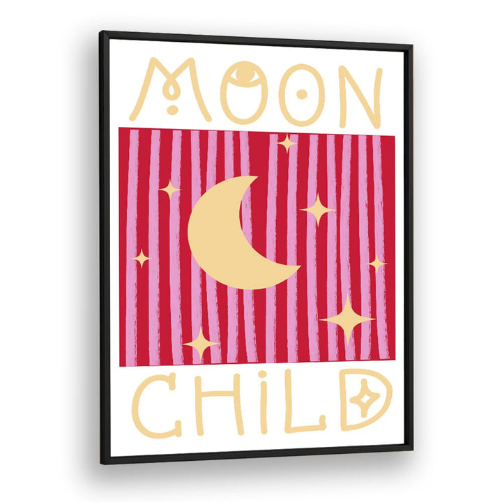 Moon Child By Grace Digital Art Co Kids Paintings in Black Plain Frame