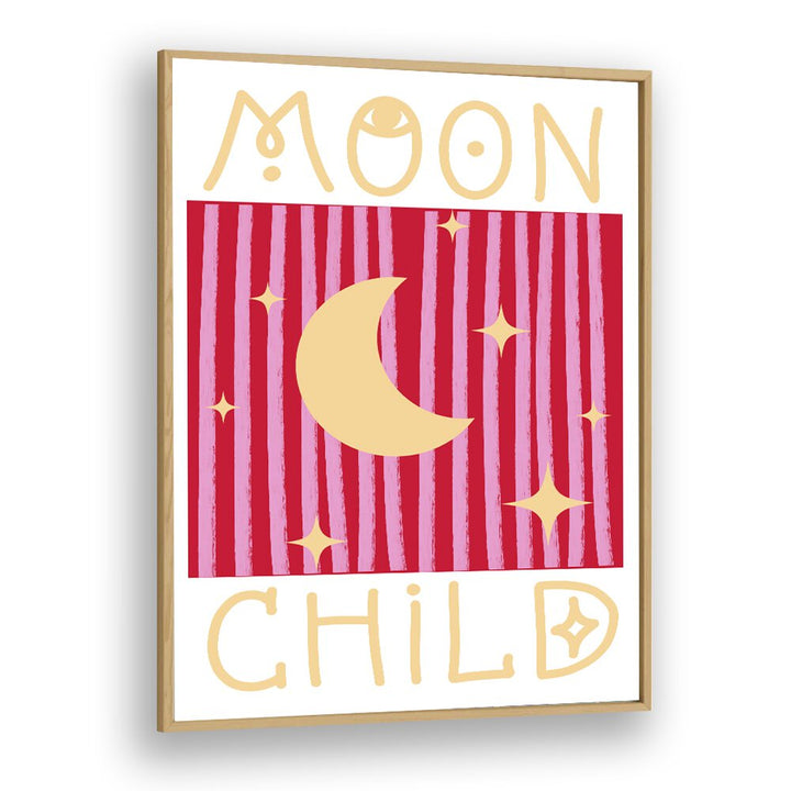 Moon Child By Grace Digital Art Co Kids Paintings in Oak Wood Plain Frame