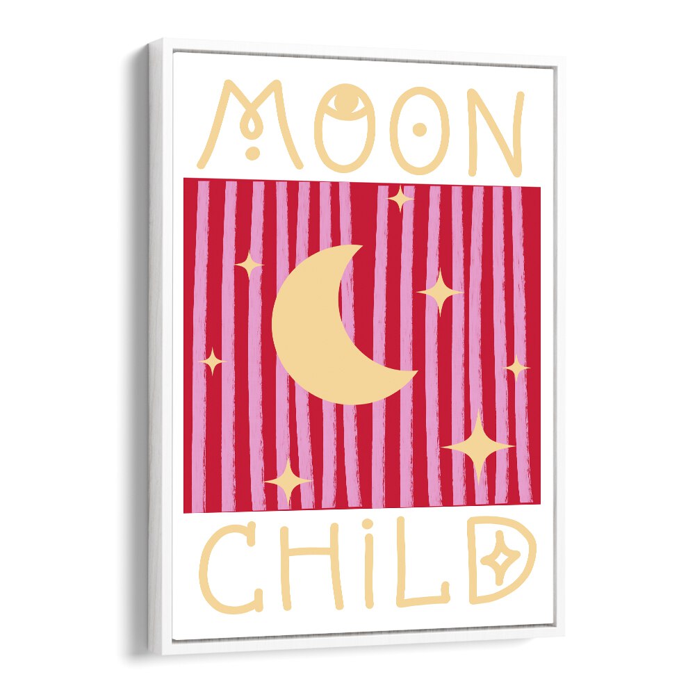 Moon Child By Grace Digital Art Co Kids Paintings in White Floater Frame