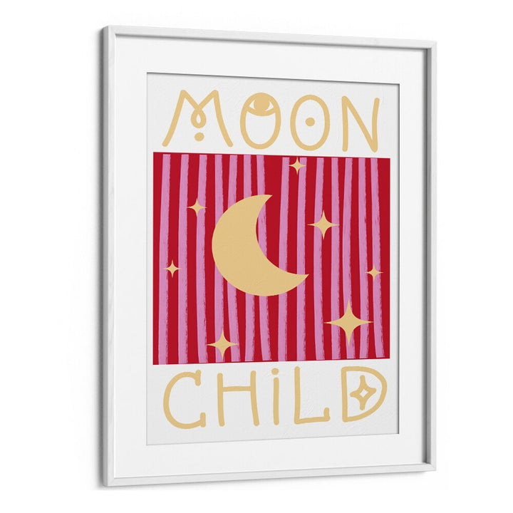 Moon Child By Grace Digital Art Co Kids Paintings in White Frame With Mount