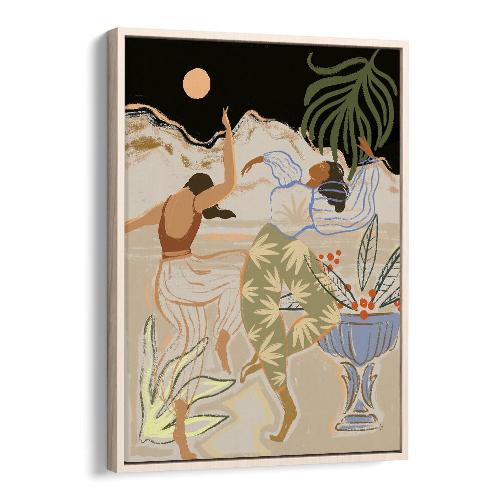 Moon Light Dance By Arty Guava Wall Art Prints in Oak Wood Floater Frame