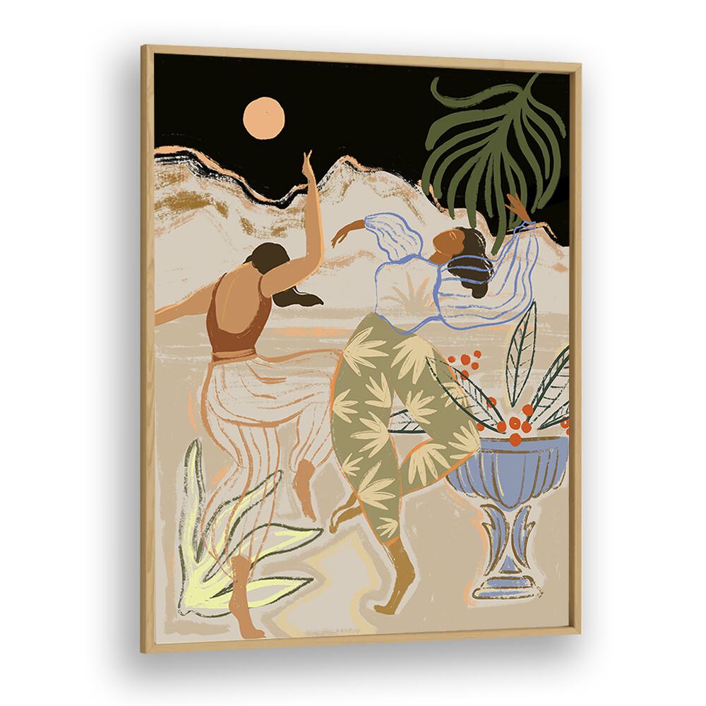 Moon Light Dance By Arty Guava Wall Art Prints in Oak Wood Plain Frame