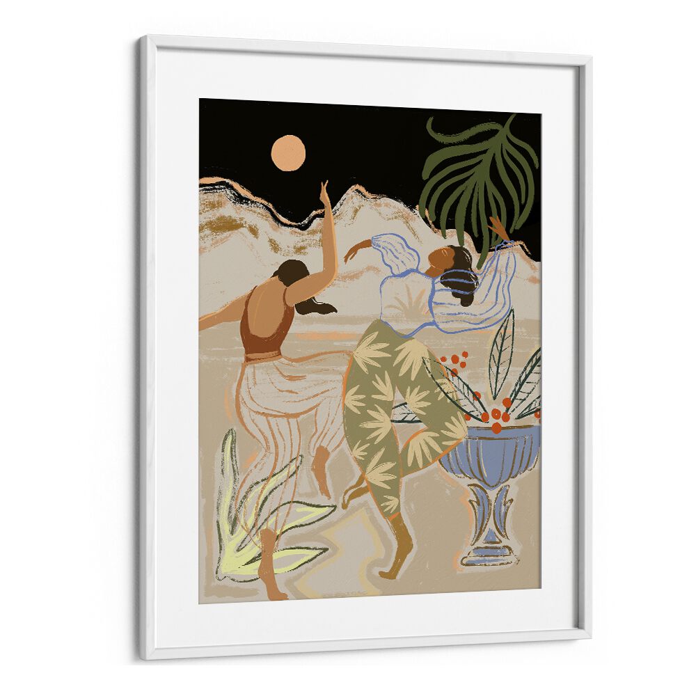 Moon Light Dance By Arty Guava Wall Art Prints in White Frame With Mount