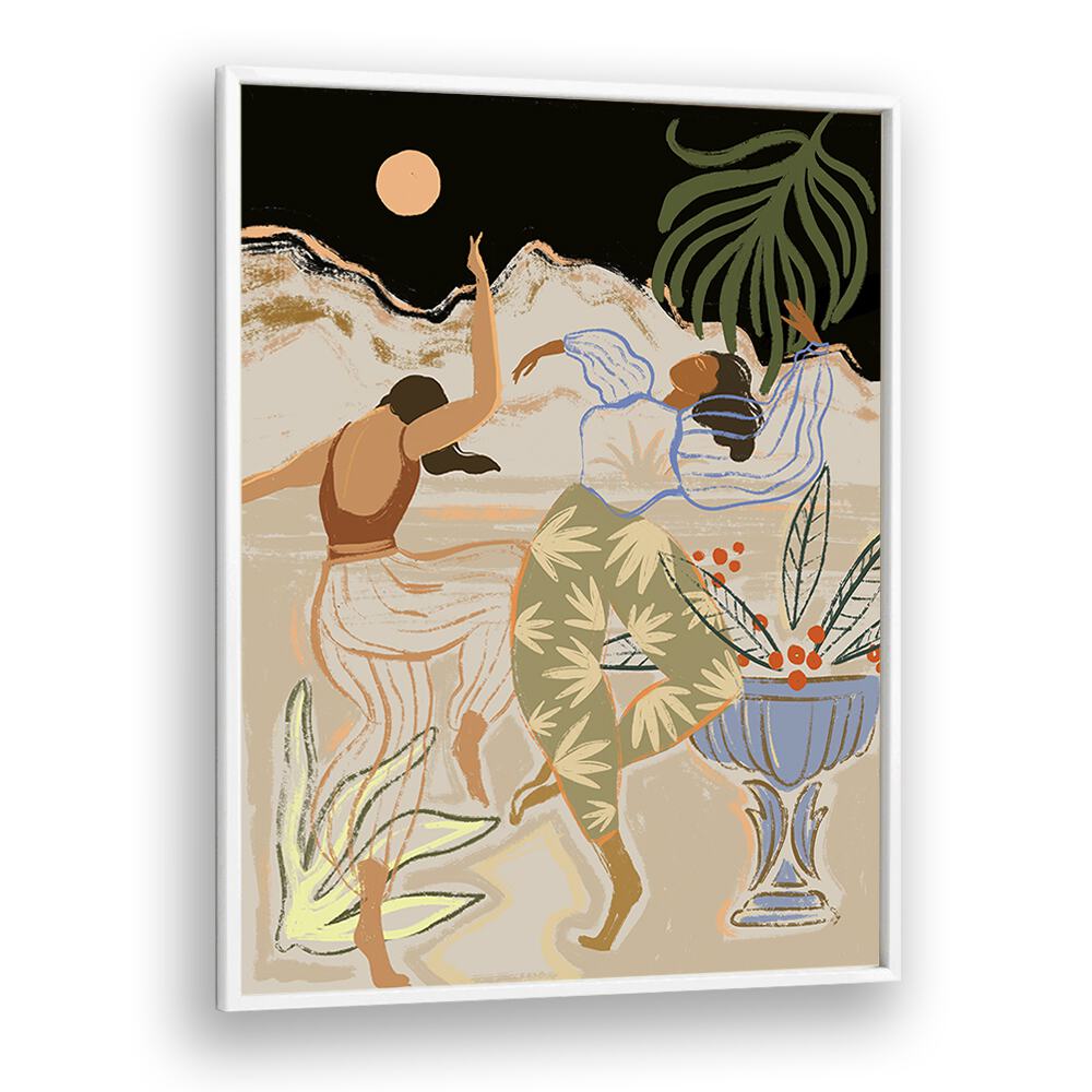 Moon Light Dance By Arty Guava Wall Art Prints in White Plain Frame