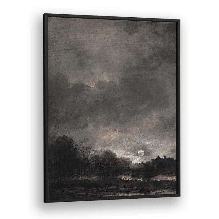 Moonlit Expanse Gothic Wall Art Prints in Black Plain Frame