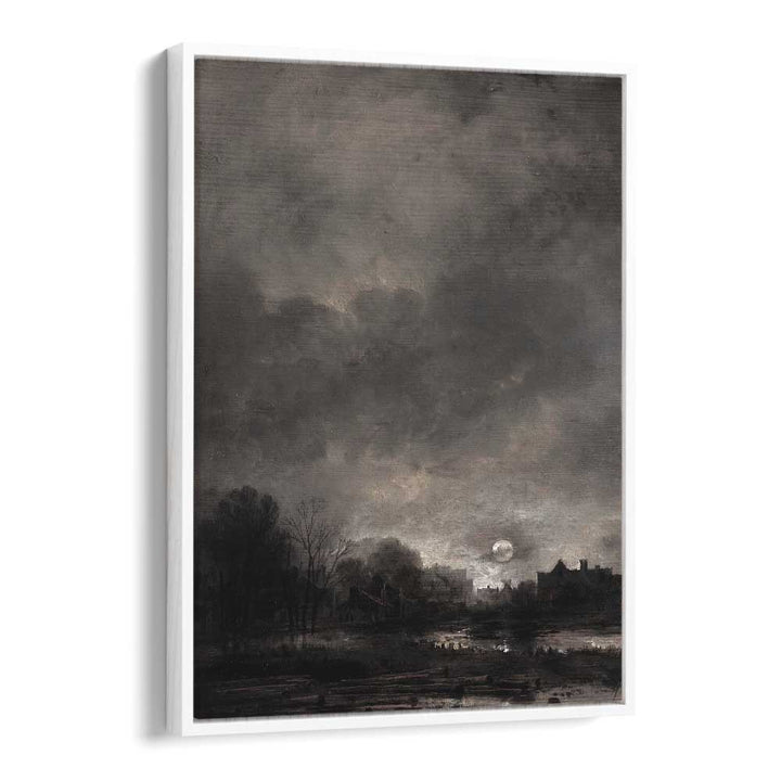 Moonlit Expanse Gothic Wall Art Prints in White Floater Frame