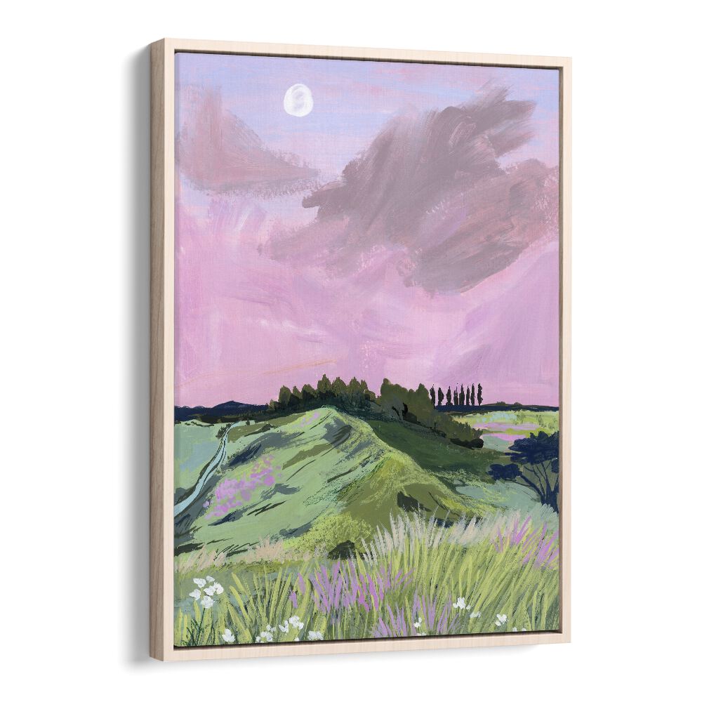 Morning Calm By Sarah Gesek Landscape Art Prints in Oak Wood Floater Frame