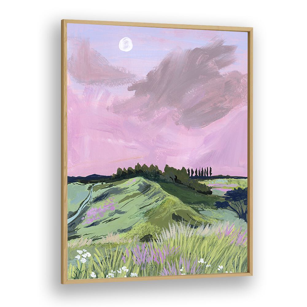 Morning Calm By Sarah Gesek Landscape Art Prints in Oak Wood Plain Frame