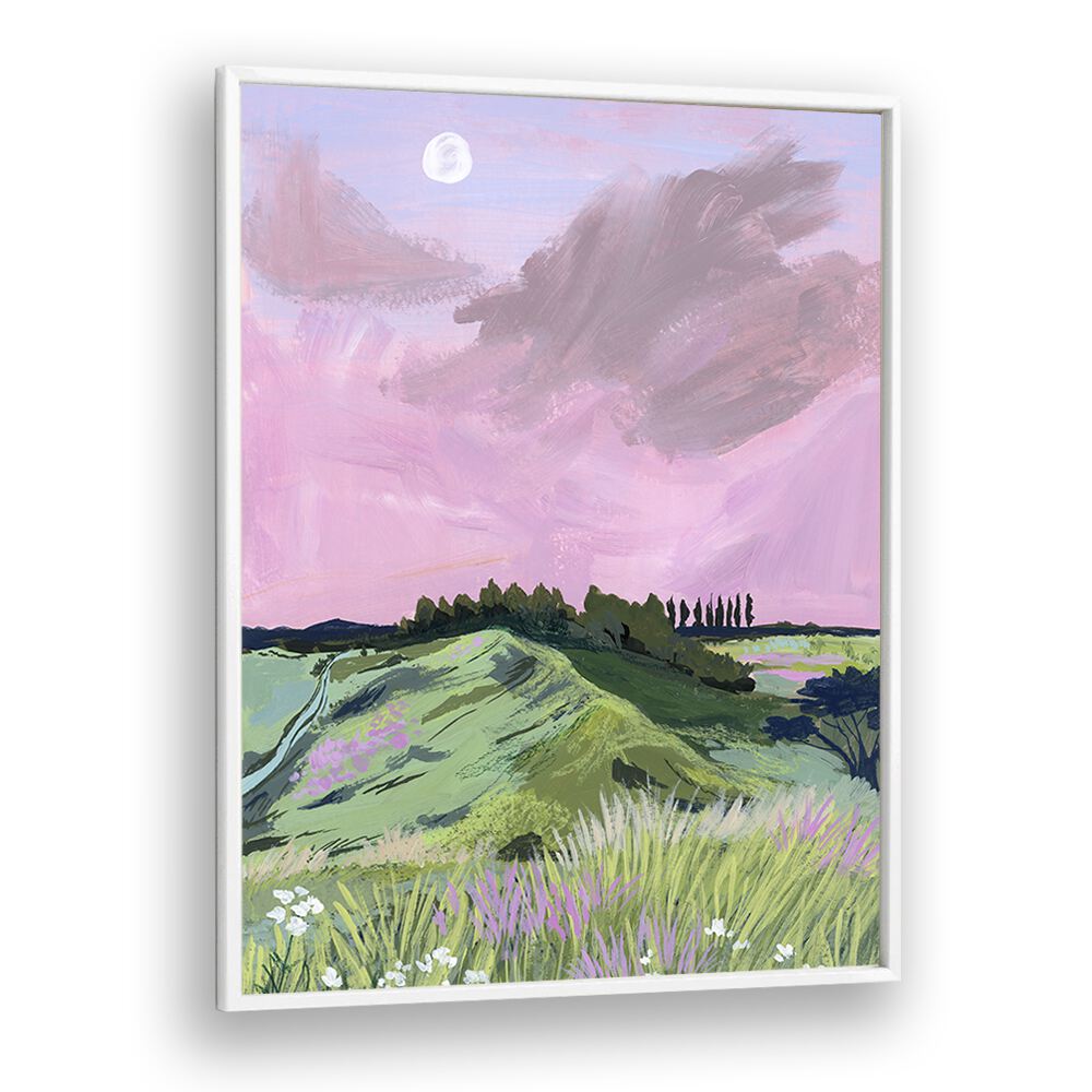 Morning Calm By Sarah Gesek Landscape Art Prints in White Plain Frame