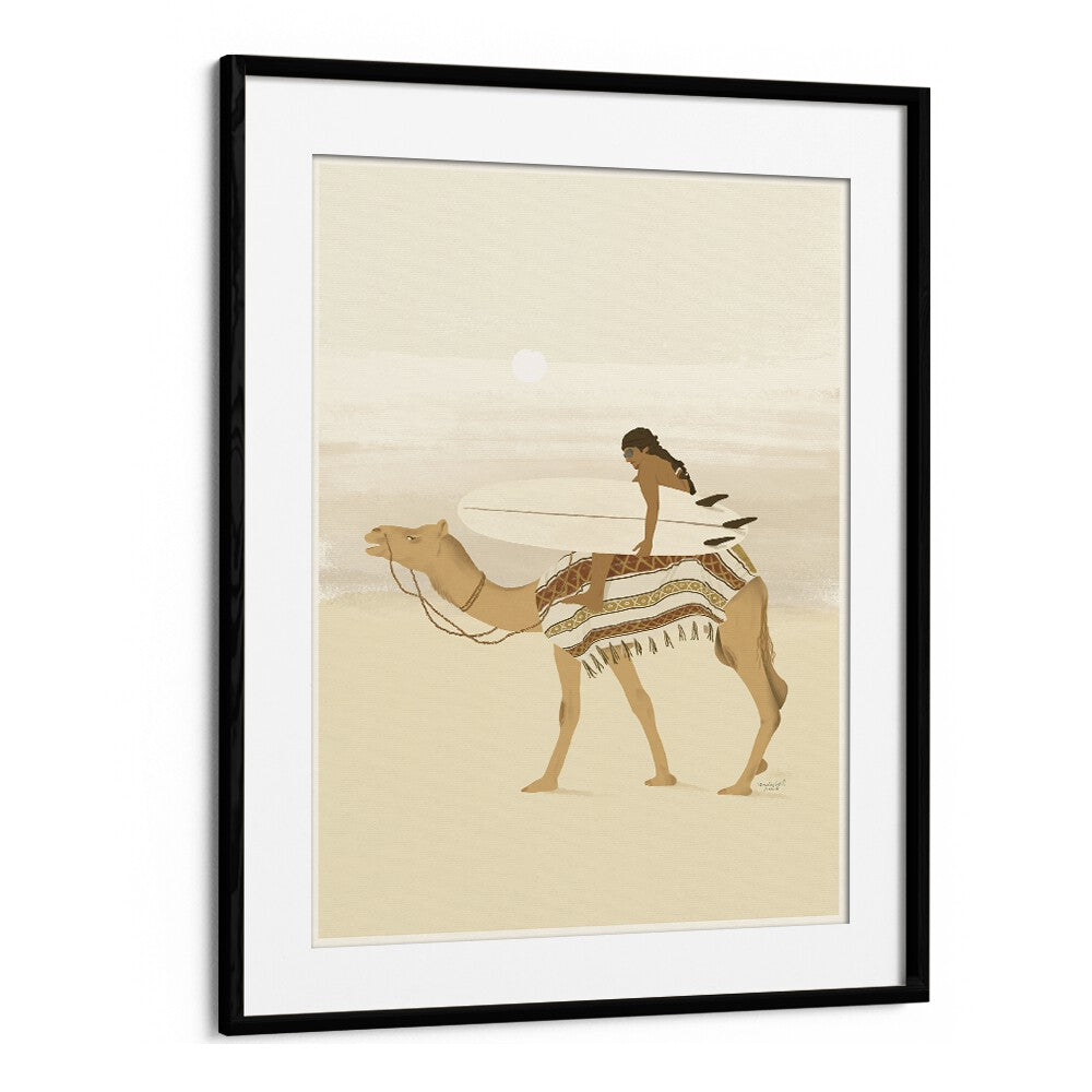 Moroccan Surfing By Andi Bell Beach Prints in Black Frame With Mount