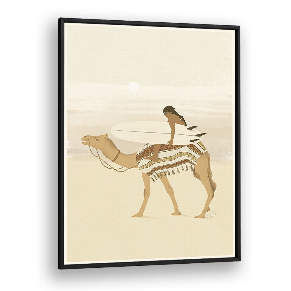 Moroccan Surfing By Andi Bell Beach Prints in Black Plain Frame