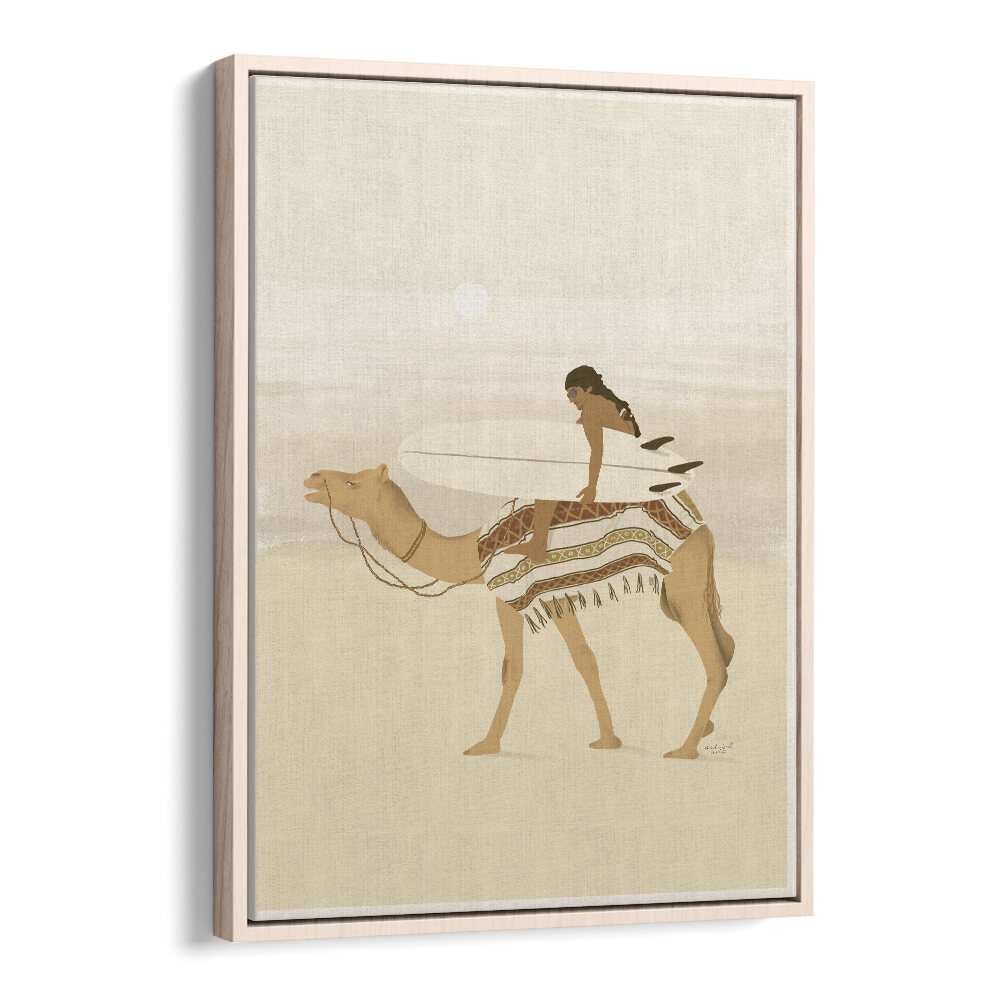 Moroccan Surfing By Andi Bell Beach Prints in Oak Wood Floater Frame