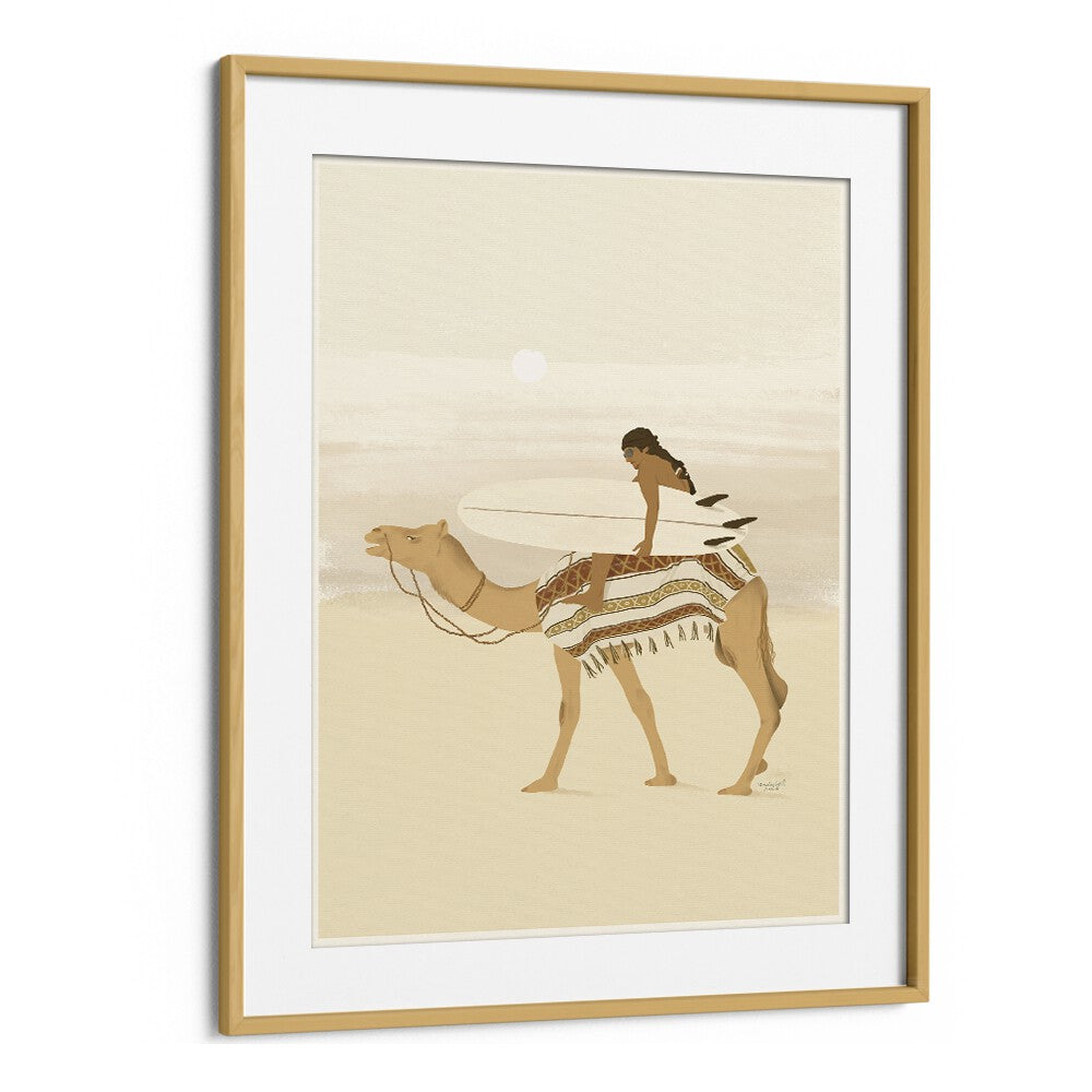 Moroccan Surfing By Andi Bell Beach Prints in Oak Wood Frame With Mount