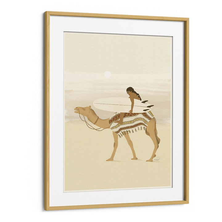 Moroccan Surfing By Andi Bell Beach Prints in Oak Wood Frame With Mount