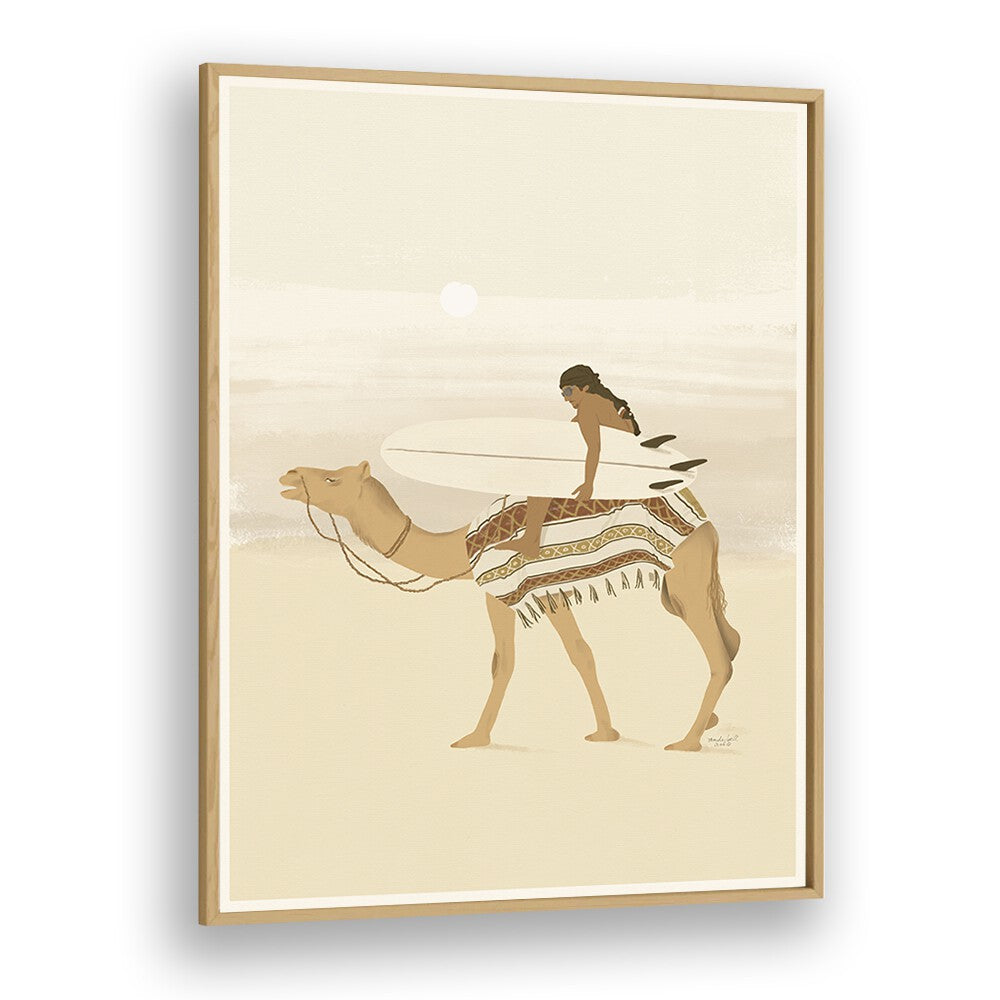 Moroccan Surfing By Andi Bell Beach Prints in Oak Wood Plain Frame