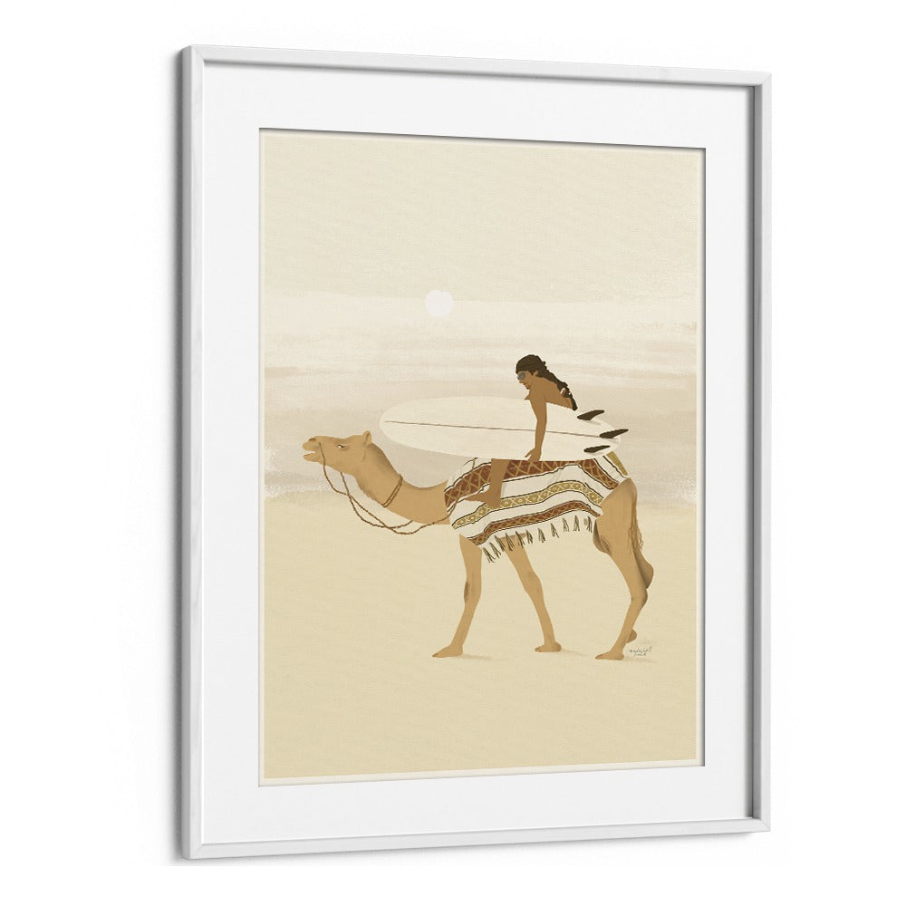 Moroccan Surfing By Andi Bell Beach Prints in White Frame With Mount