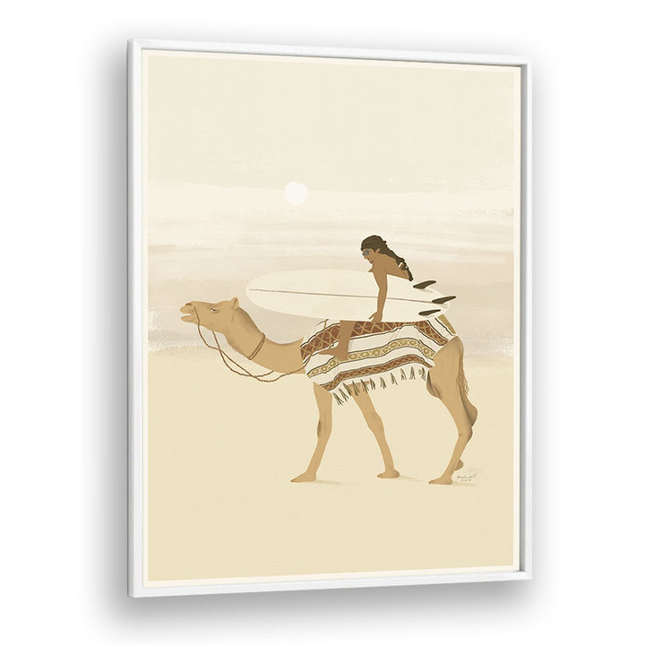 Moroccan Surfing By Andi Bell Beach Prints in White Plain Frame