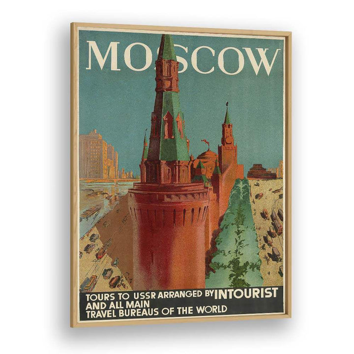 Moscow Retro Vintage Travel Vintage Travel Posters in Oak Wood Plain Frame