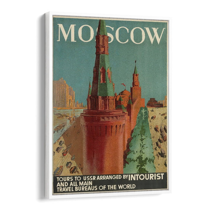 Moscow Retro Vintage Travel Vintage Travel Posters in White Floater Frame