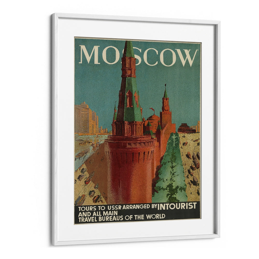 Moscow Retro Vintage Travel Vintage Travel Posters in White Frame With Mount